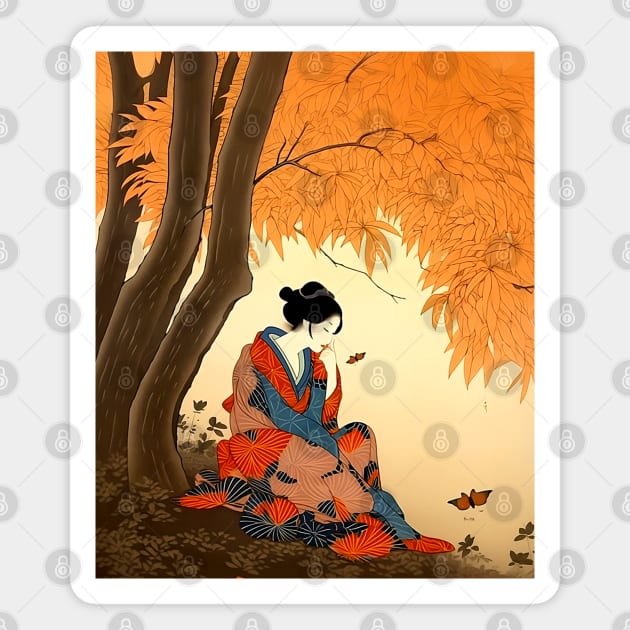 Autumn: Autumn Japanese Woman Magnet by Puff Sumo